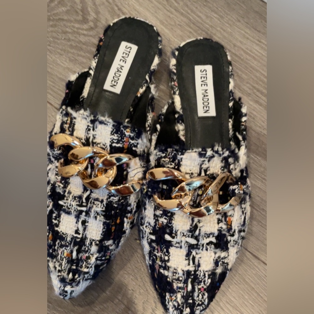 Steve Madden plaid slides